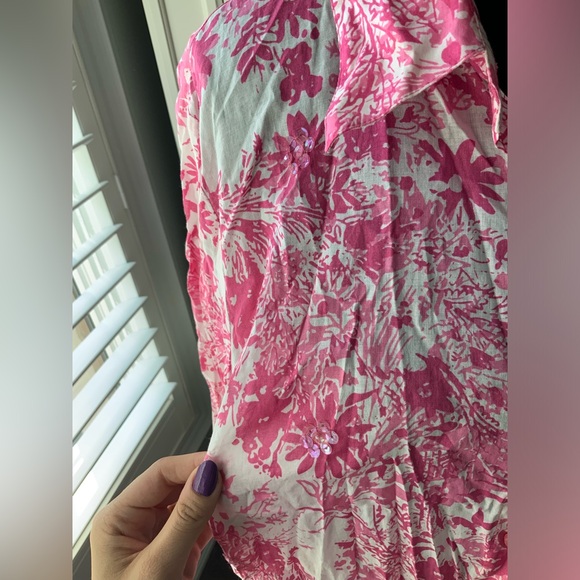 Vintage LIZ CLAIBORNE FIRST ISSUE Pink & White Button Up Cotton Blouse SZ Large - Picture 11 of 14